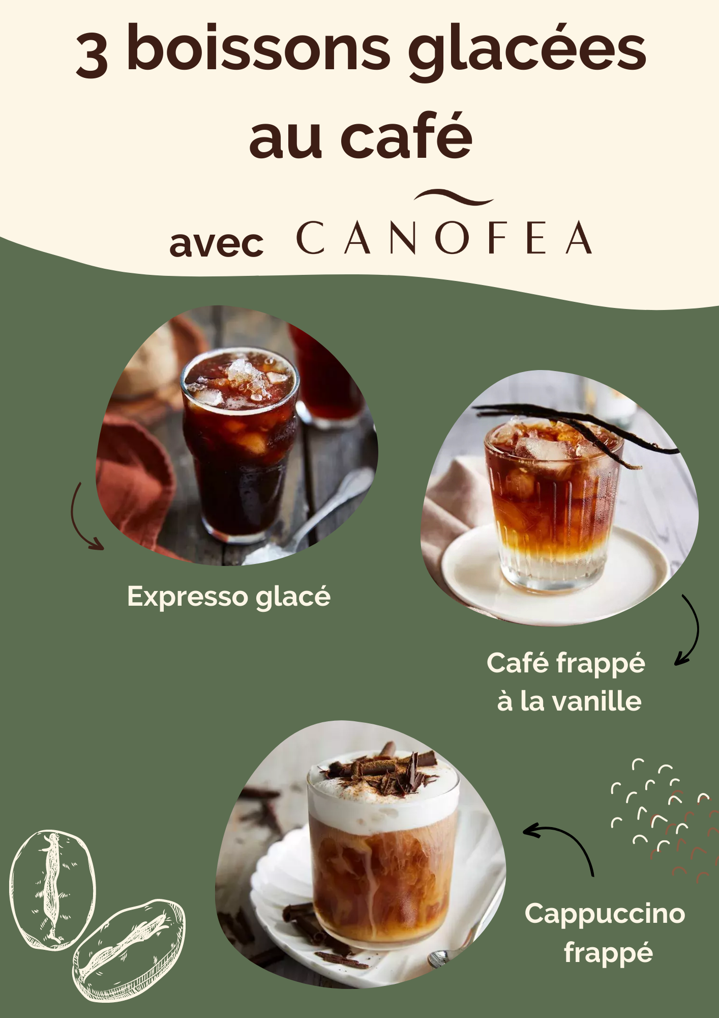3 boissons glacées au café avec Canofea®