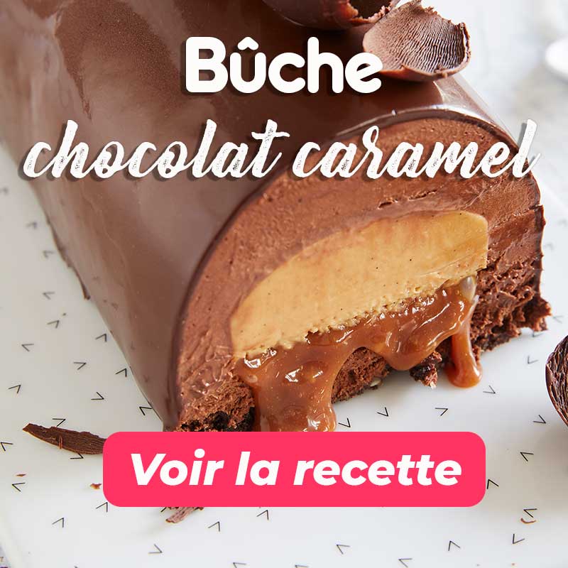 Voir la recette de la Bûche chocolat caramel