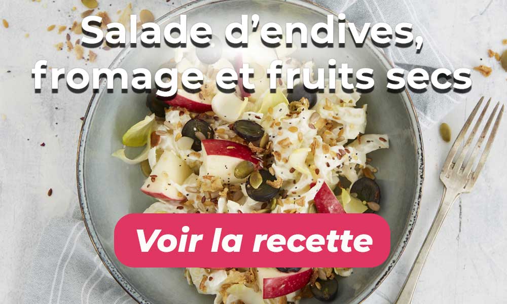 Salade d'endives, fromage et fruits secs