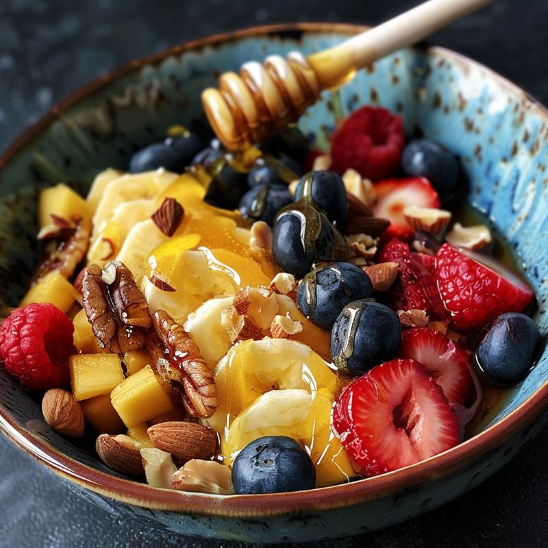 Y a pas que le chocolat ! Il y a aussi des fruits frais, du miel, des oléagineux... 