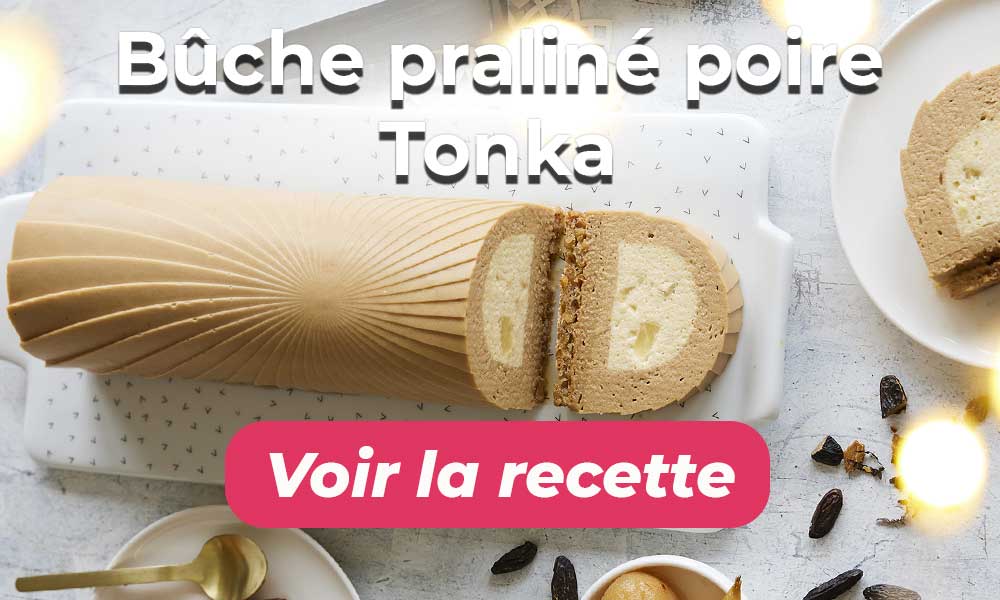 Bûche praliné poire Tonka