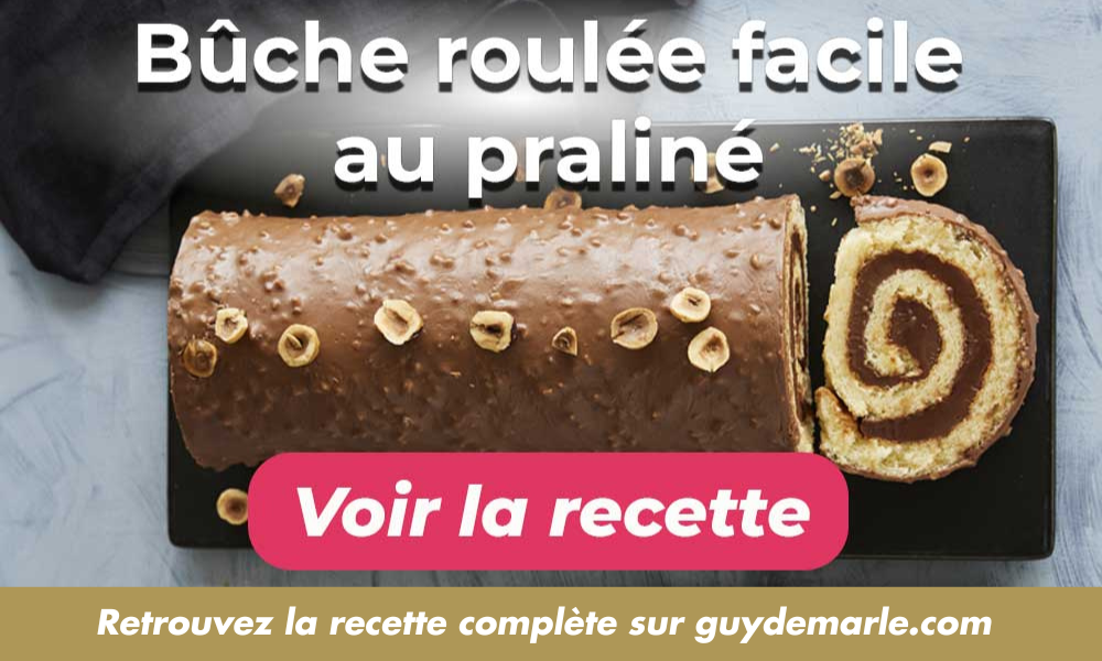 Retrouvez la recette de Bûche roulée facile au praliné sur guydemarle.com