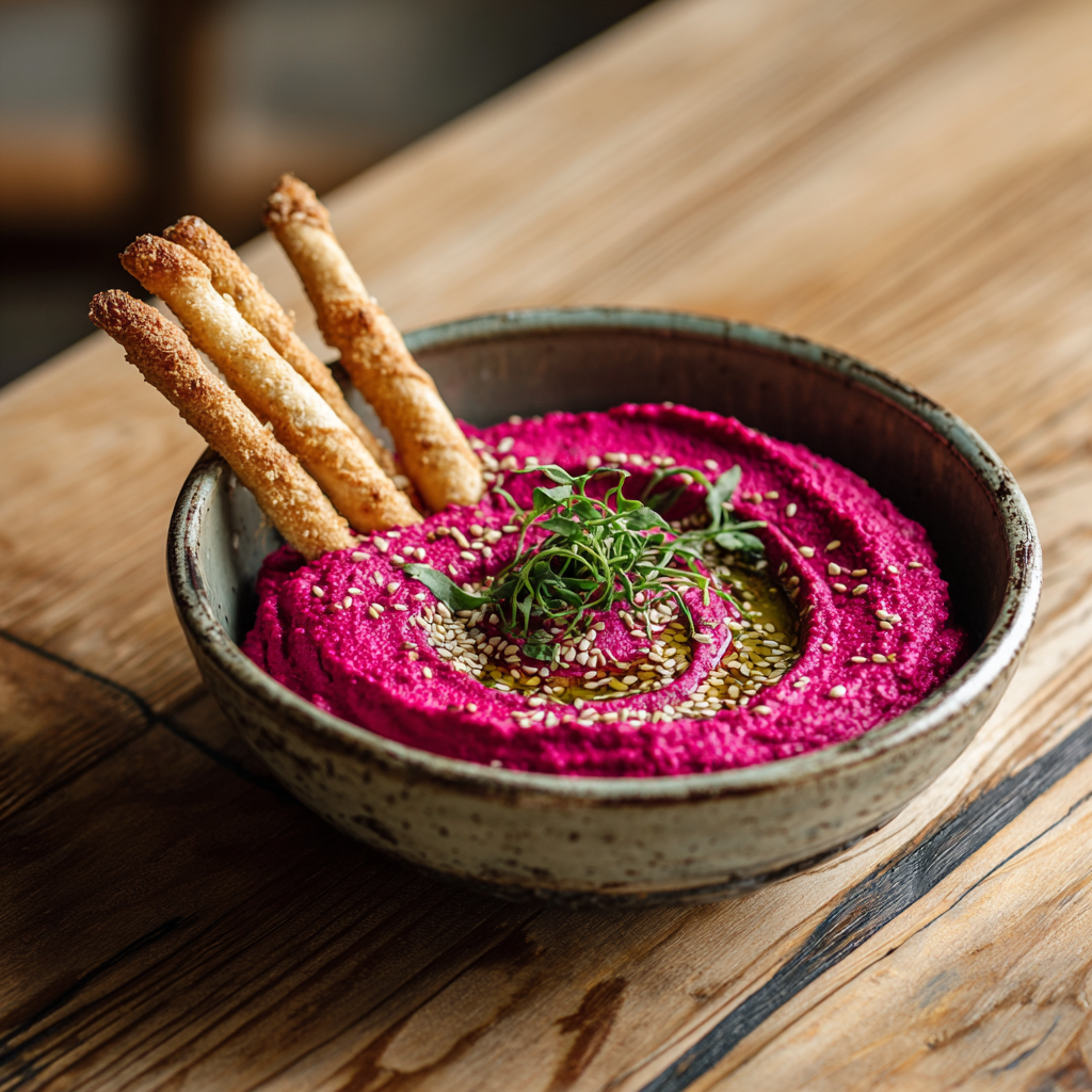 Houmous de betterave rose