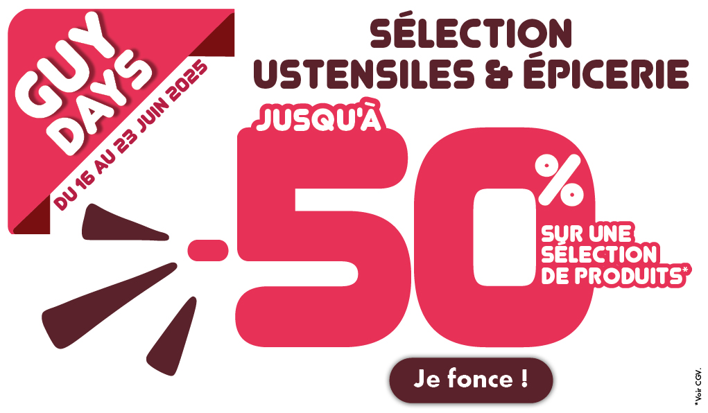Jusqu'à -50% sur une sélection ustensiles et épicerie