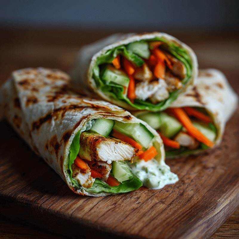 Wraps poulet crudités